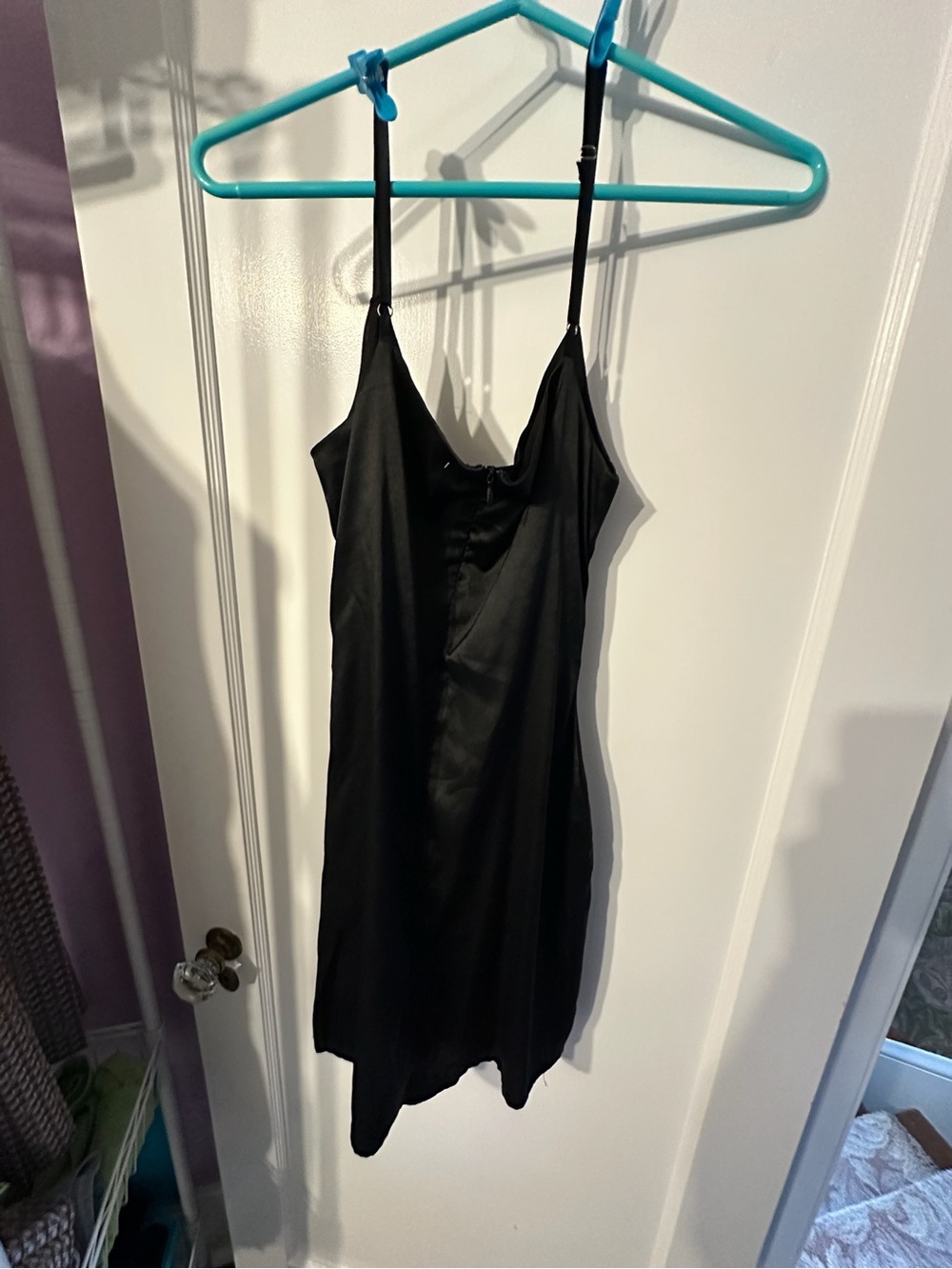 Missguided Black Satin Slip Dress with Adjustable Straps